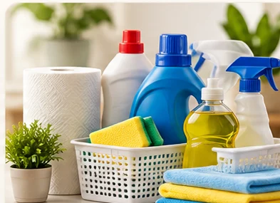Illustrative unbranded products representing household cleaning